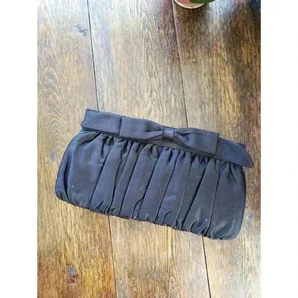 Ingber Bow Evening Clutch with‎ coin purse retro chic classic pleated 80s black - Picture 5 of 9